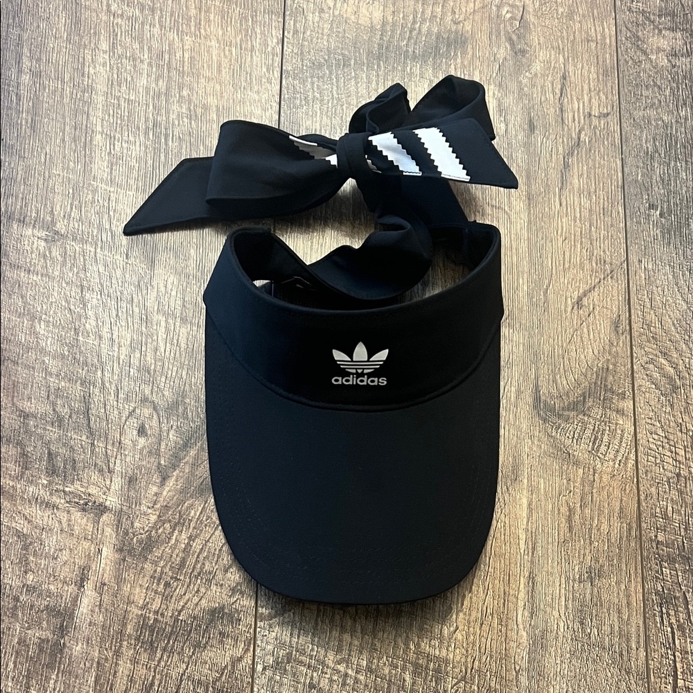 Women’s Adidas Black Visor with Tie Bow